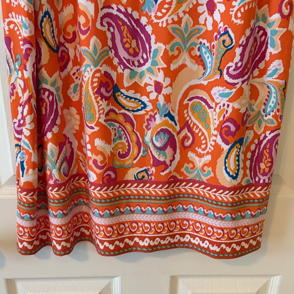 MSK Sleeveless Mini Dress - Orange and Pink Paisley - Picture 4 of 5